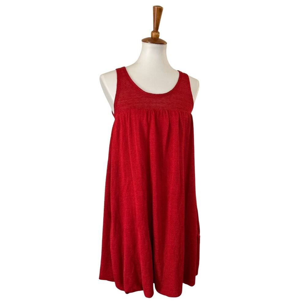 Vintage Theory Red Linen Silk Knit Bubble Hem Dress – Y2K Era, Size P